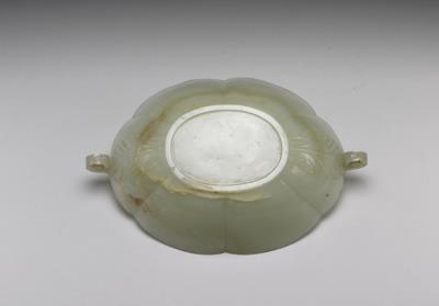 图片[2]-Jade flower-shaped bowl with two leaf-shaped handles, Mughal Empire-China Archive